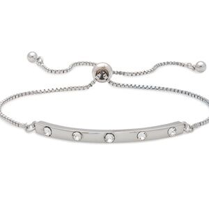 Rhodium Plated Adjustable Bar Bracelet made with Swarovski Crystals